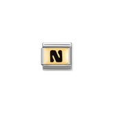 Nomination Composable Classic SCHWARZE BUCHSTABEN Edelstahl und 18K-Gold (14_N)